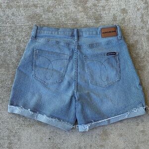 Calvin Klein High Rise Pinstripe Jean Shorts